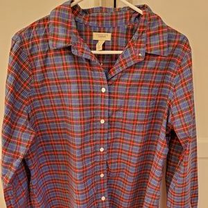 Like new lands' end plaid button down shirt